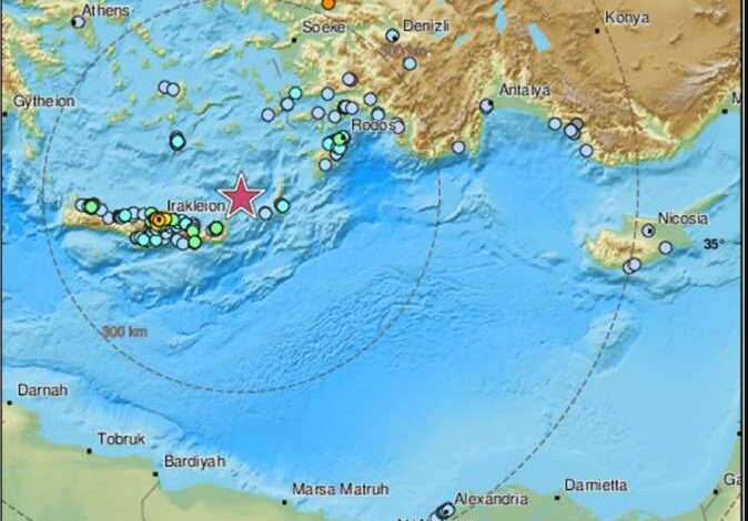 زلزال عمق البحر المتوسط