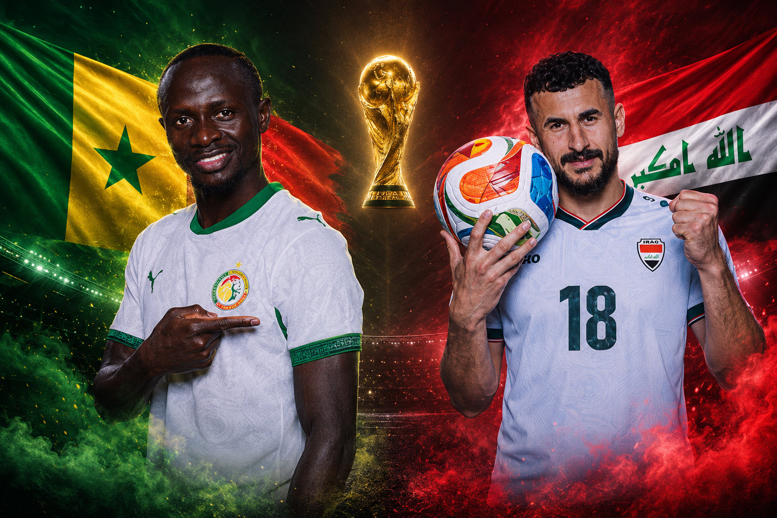 القنوات المفتوحة الناقلة لمباراة العراق والسنغال اليوم فى كأس العالم