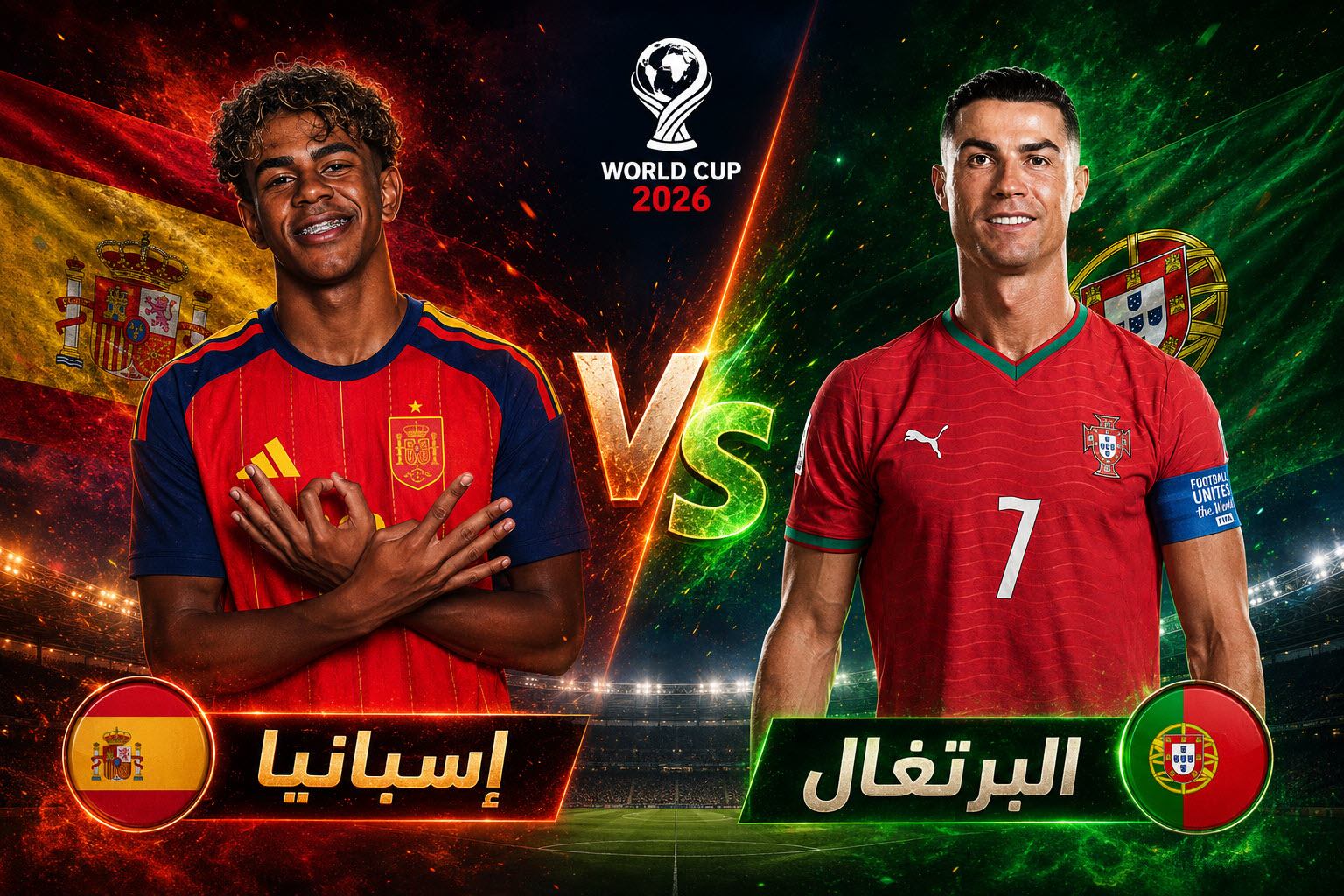 القنوات المفتوحة الناقلة لمباراة البرتغال واسبانيا اليوم في كأس العالم